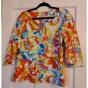 Vibrant Ruby Rd Favorites Shirt w Rhinestones Sz XXL